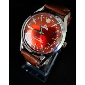 Vintage‎ Roamer Men's Leather Mechanical Watch RARE
